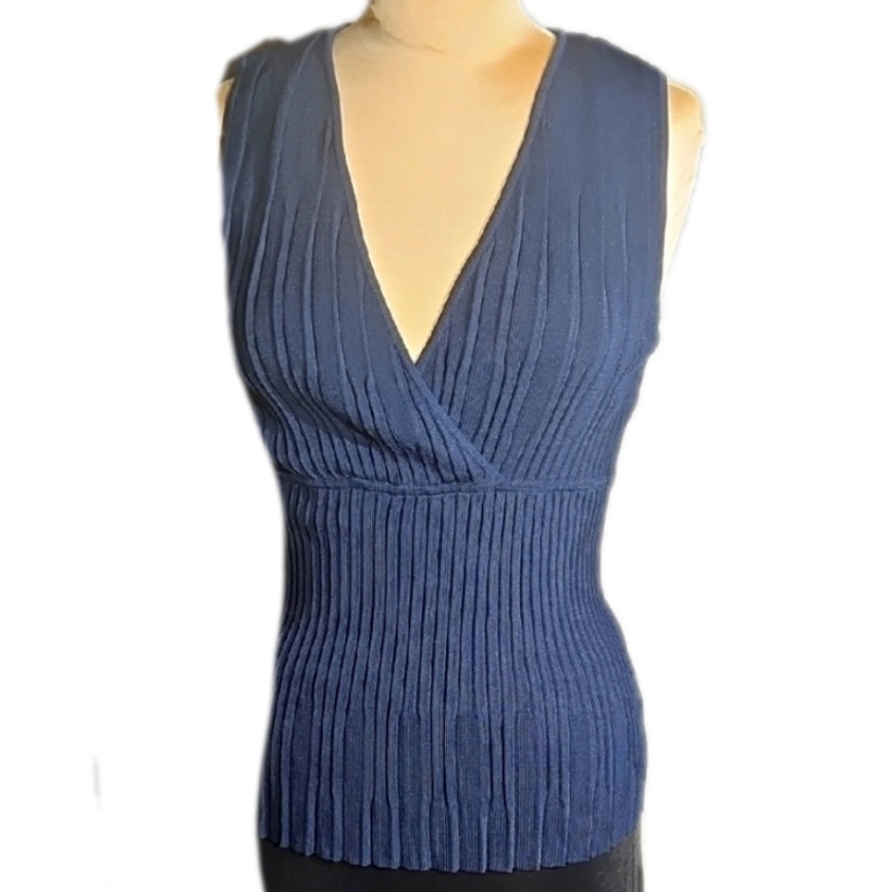 Navy Knit Sleeveless Top
